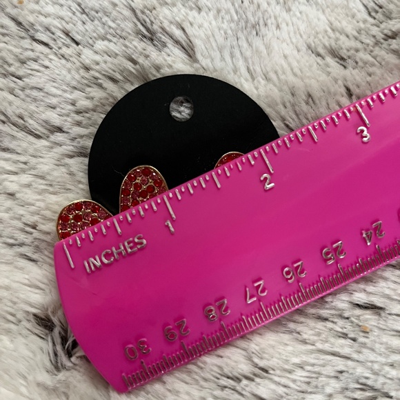 Beautiful Large Pink & Red Crystal Heart 💕 ❤️ Earrings - Picture 5 of 7